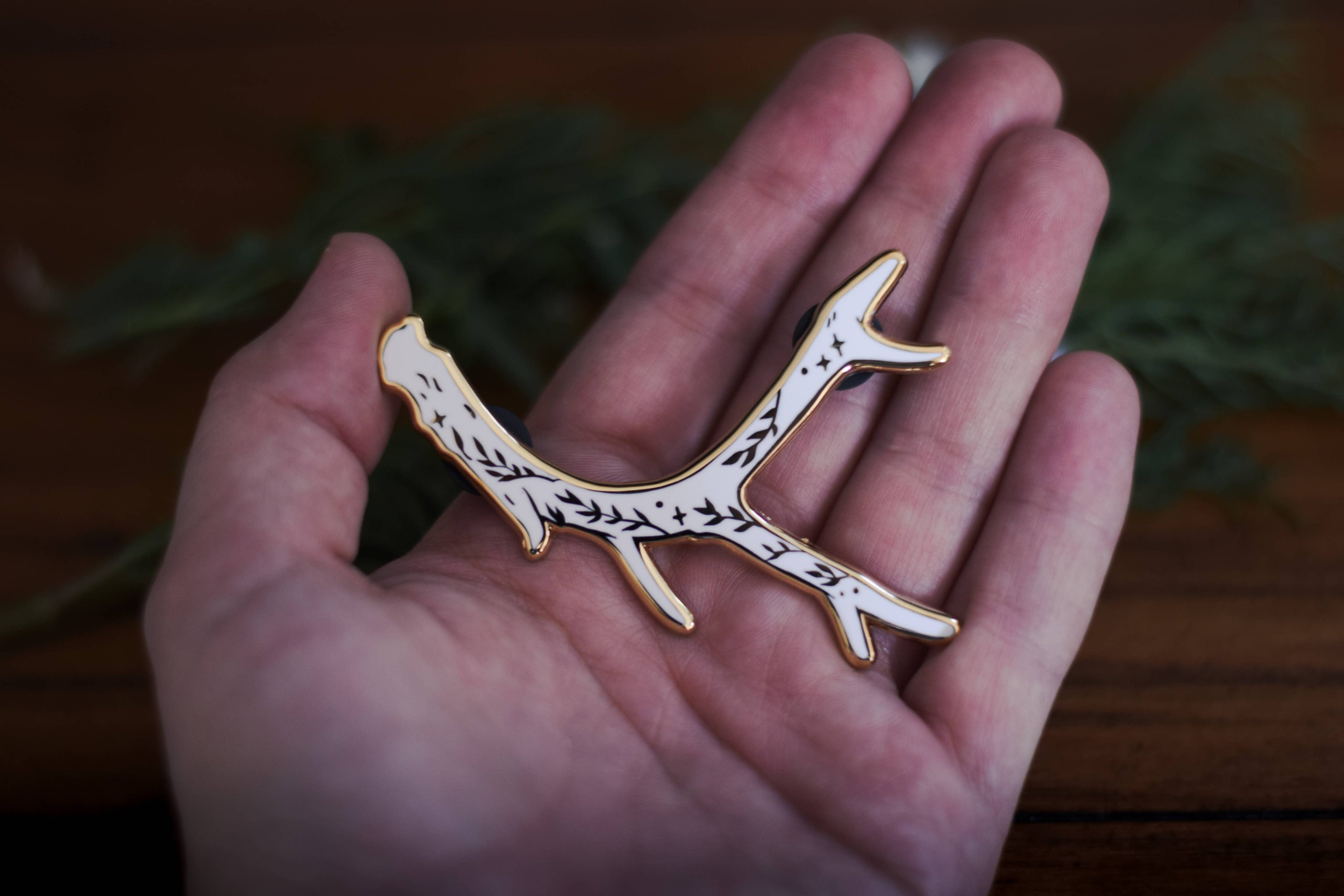 Antler Lapel Pin • Folklore Monsters Nature Pin