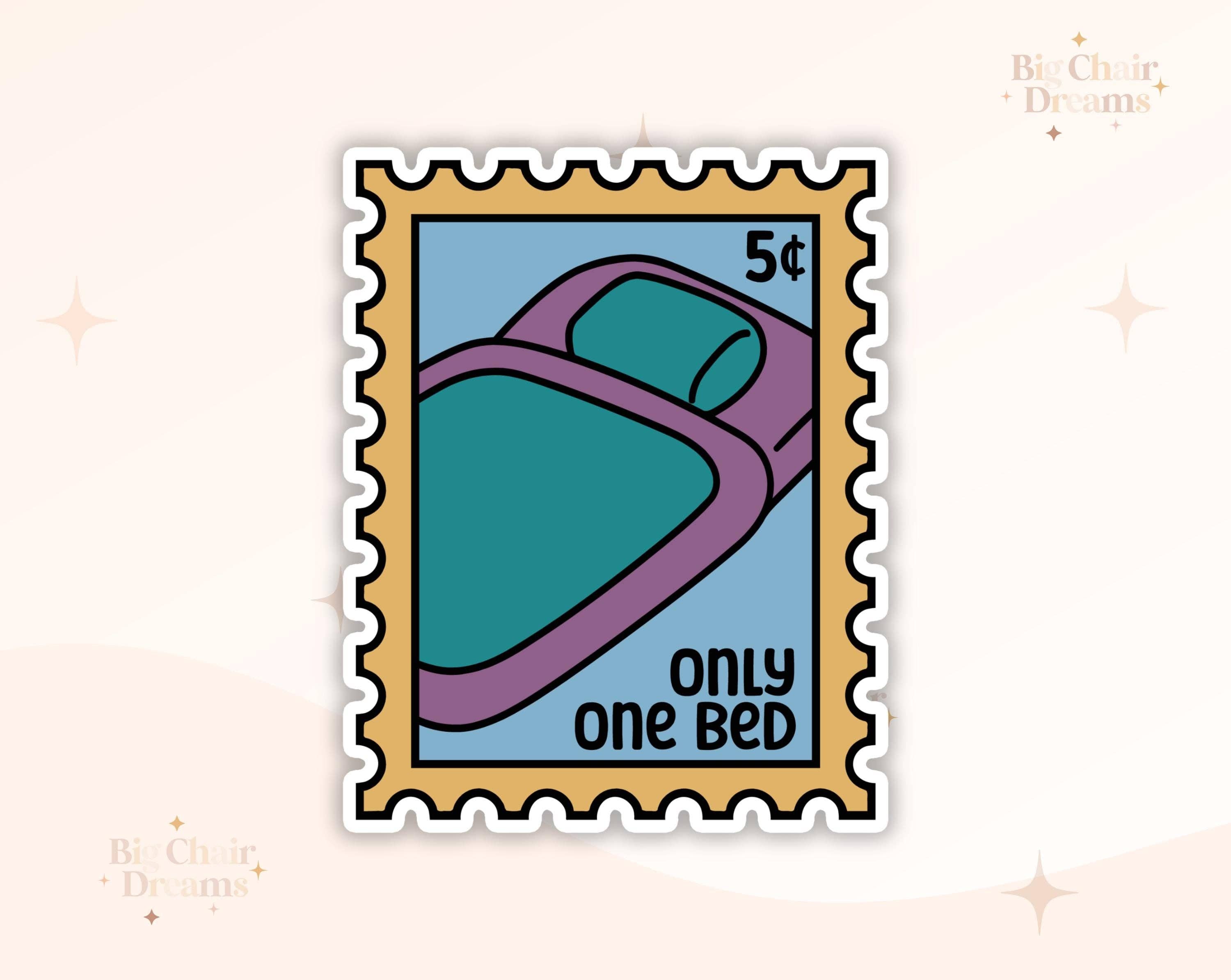 Only One Bed Stamp Sticker -  Book Lover - Smut - Booktok - bookish Sticker - kindle sticker - e-reader - Booktrope Sticker
