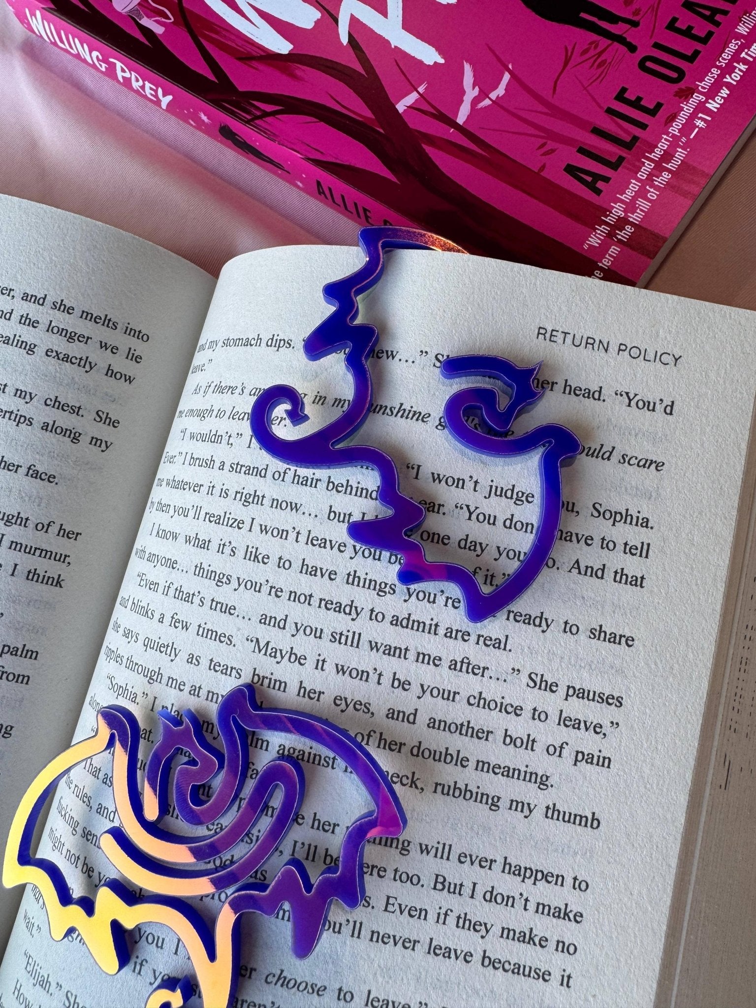 Acrylic Dragon Bookclip Style Bookmark - Mirrored Purple - Monster Stuff Store