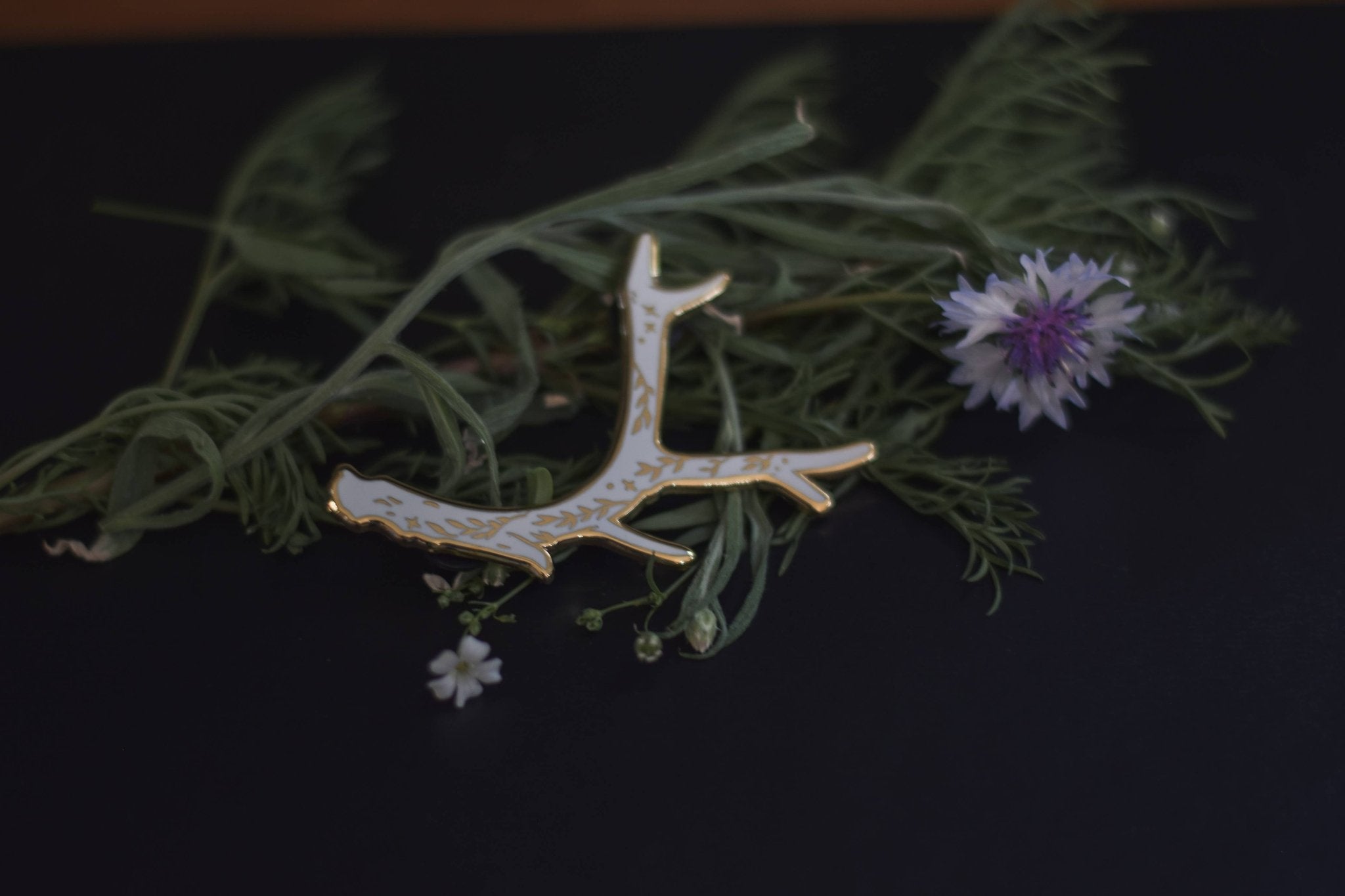 Antler Lapel Pin • Folklore Monsters Nature Pin - Monster Stuff Store