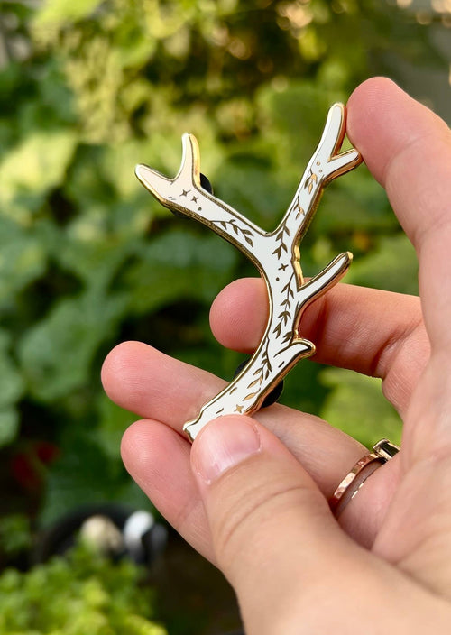 Antler Lapel Pin • Folklore Monsters Nature Pin - Monster Stuff Store