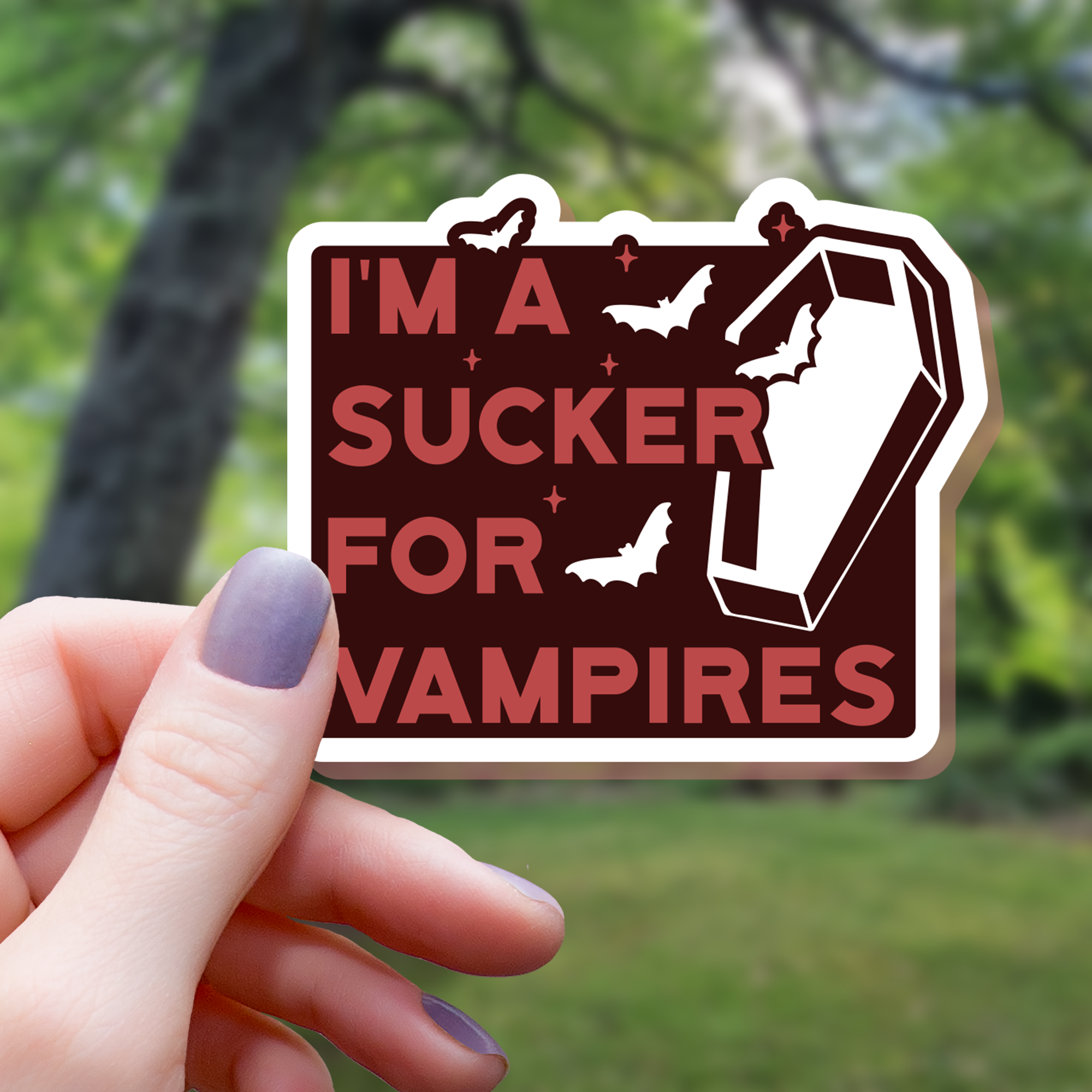 A Sucker For Vampires Pun Sticker - 3"
