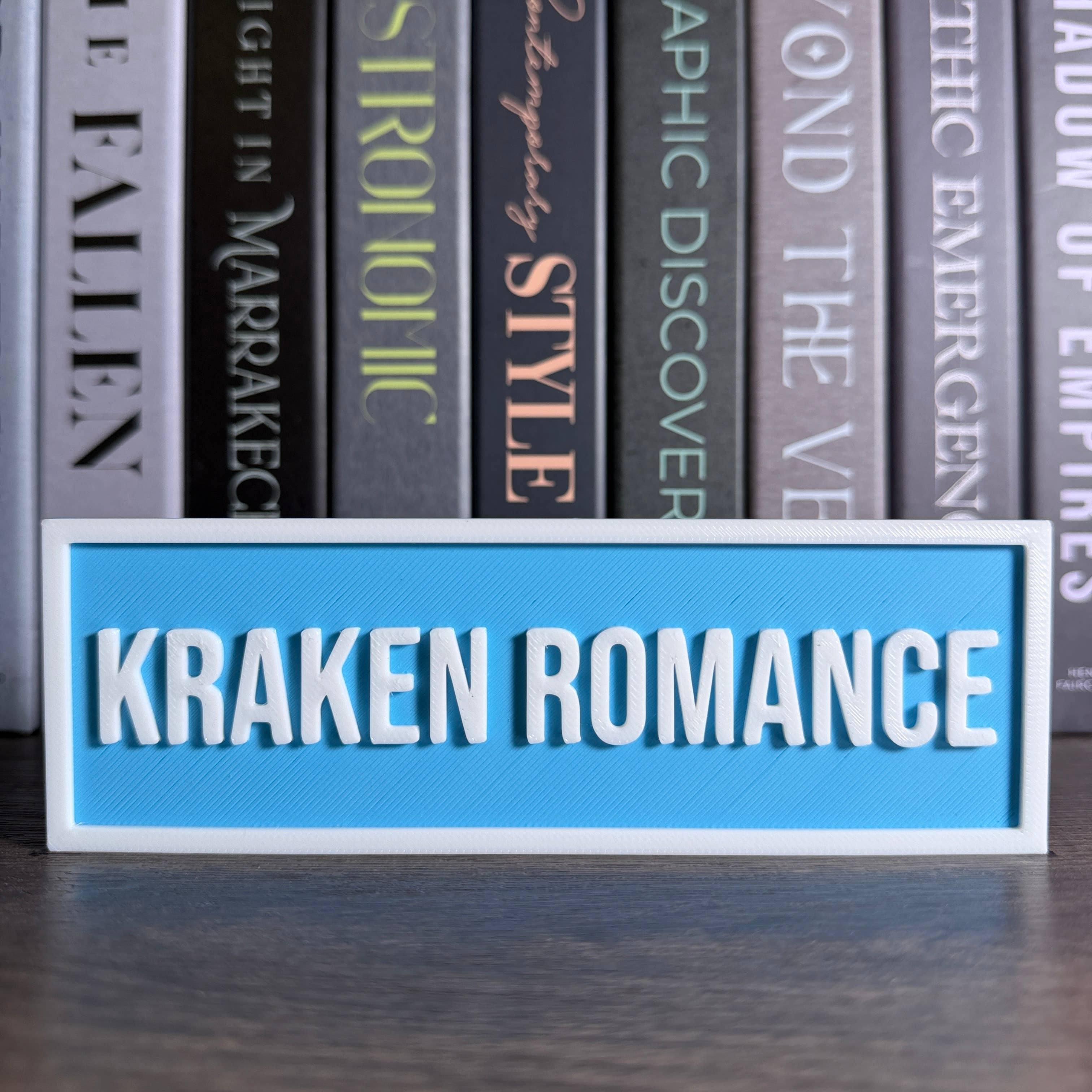 Kraken Romance Sign • SKY BLUE • Bookshelf Sign