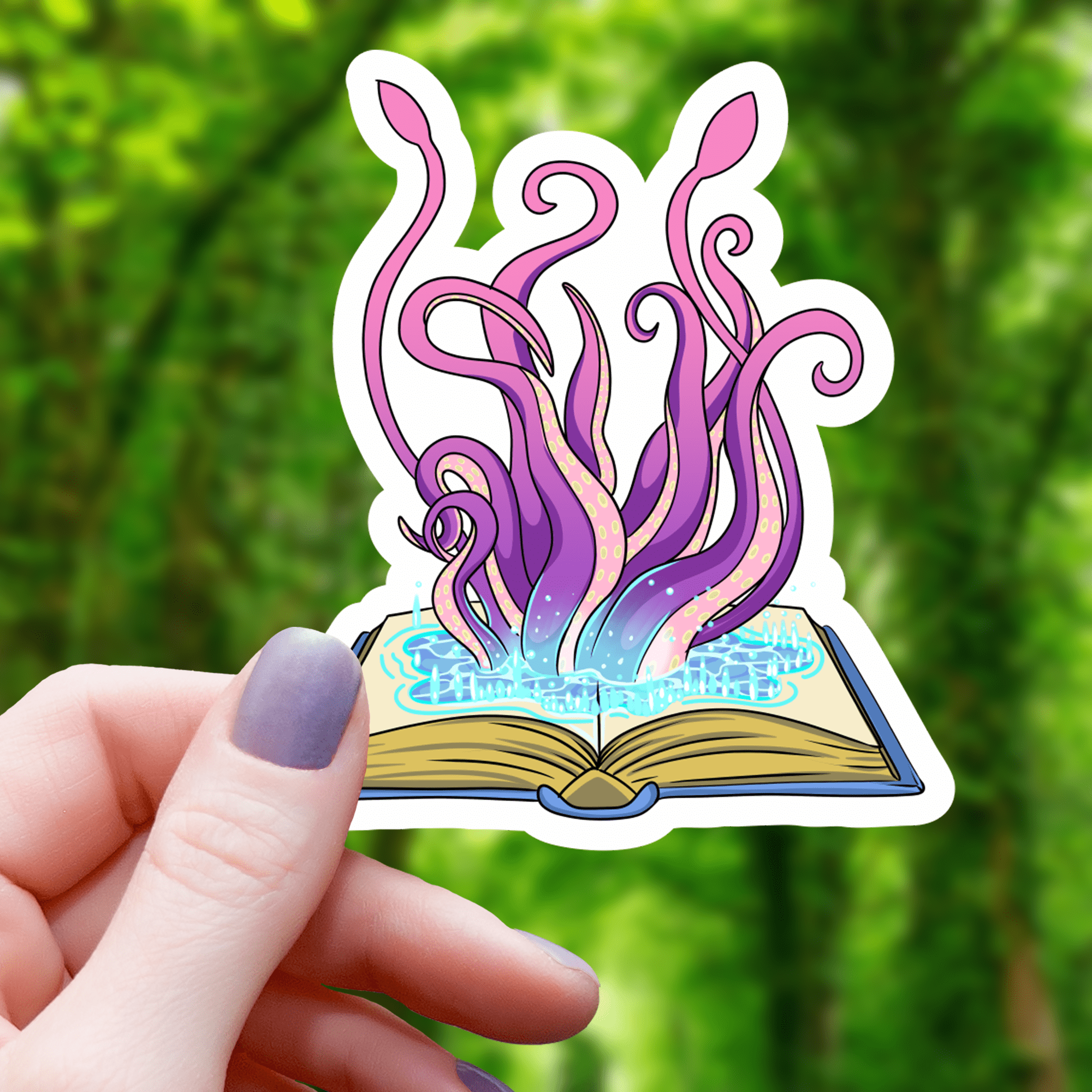 Kraken Escaping From Book Sticker - Monster Stuff Store