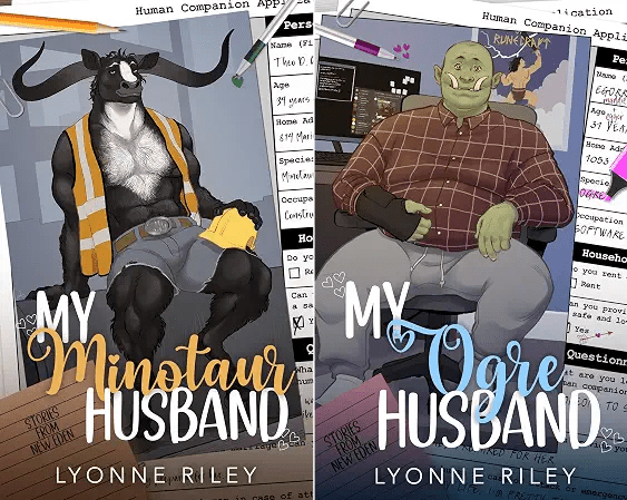 Lyonne Riley • Stories from New Eden series • Signed Paperbacks • My Minotaur Husband, My Ogre Husband - Monster Stuff Store