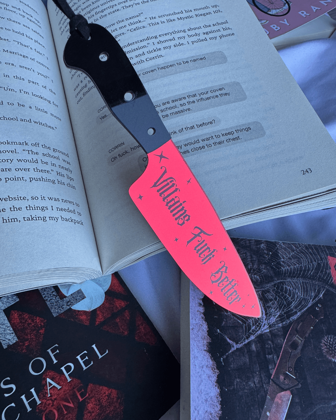 Mirrored Knife Bookmark - Preorder for Batch 2 - Multiple Phrases/Colors - Monster Stuff Store
