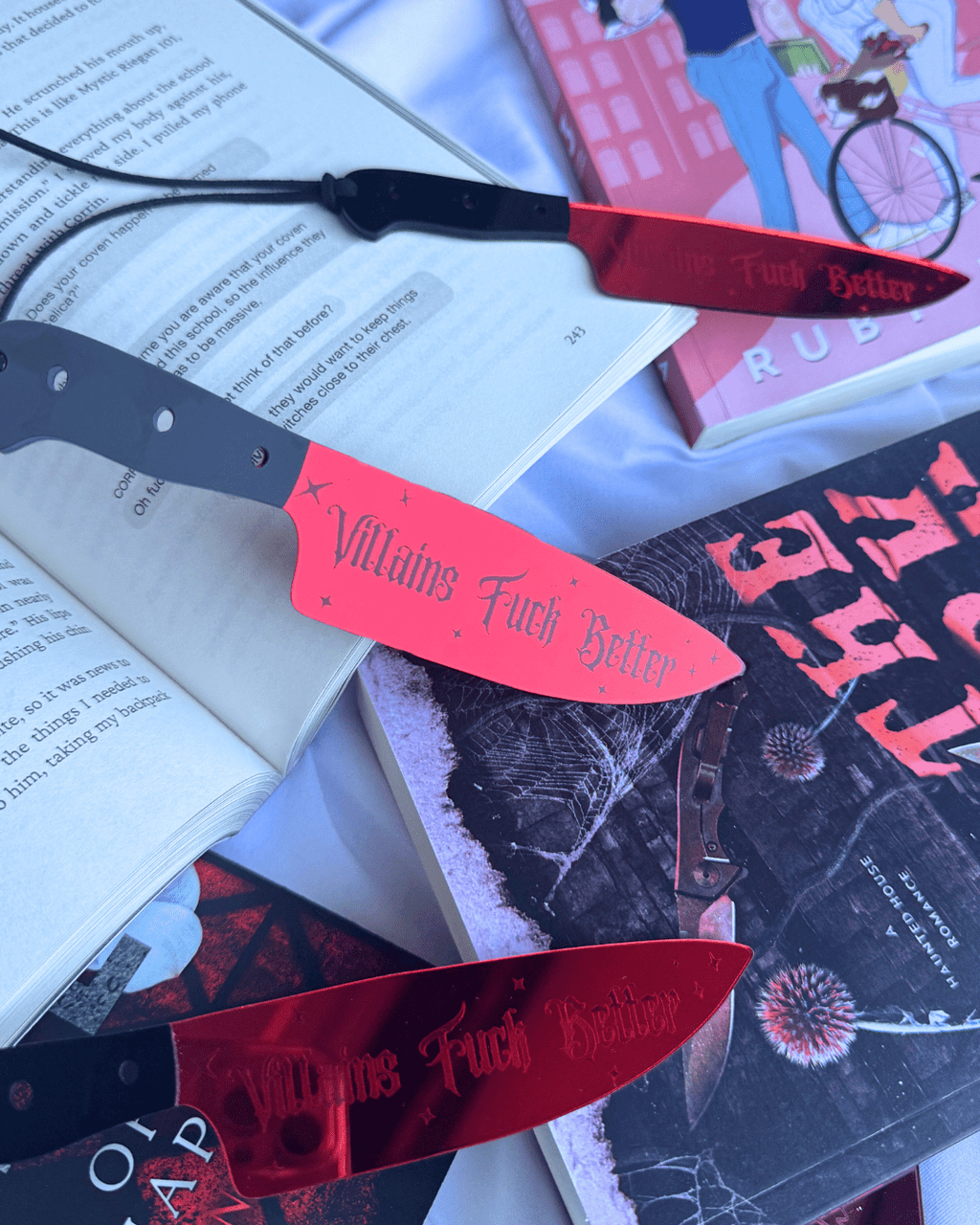 Mirrored Knife Bookmark - Preorder for Batch 2 - Multiple Phrases/Colors - Monster Stuff Store
