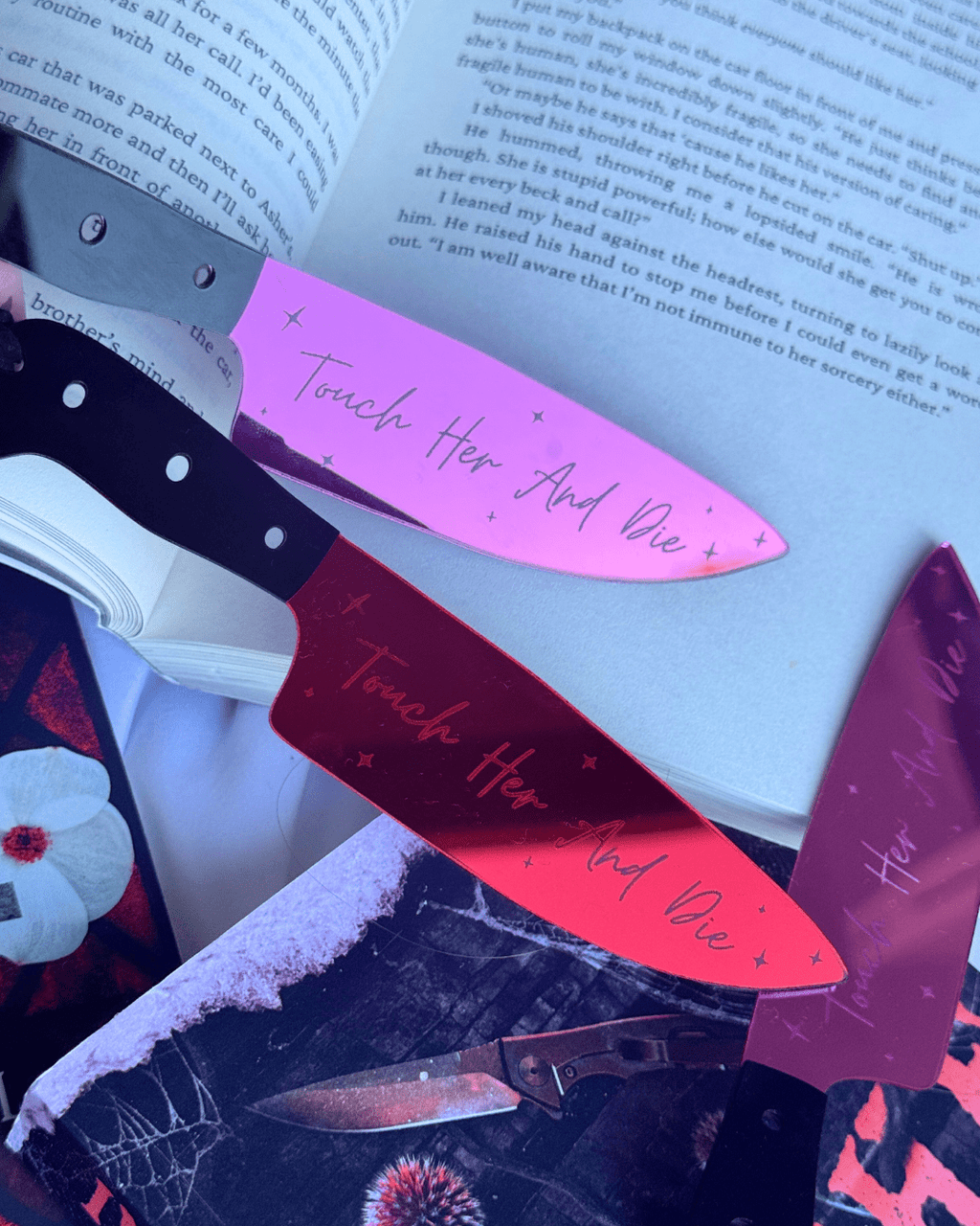 Mirrored Knife Bookmark - Preorder for Batch 2 - Multiple Phrases/Colors - Monster Stuff Store