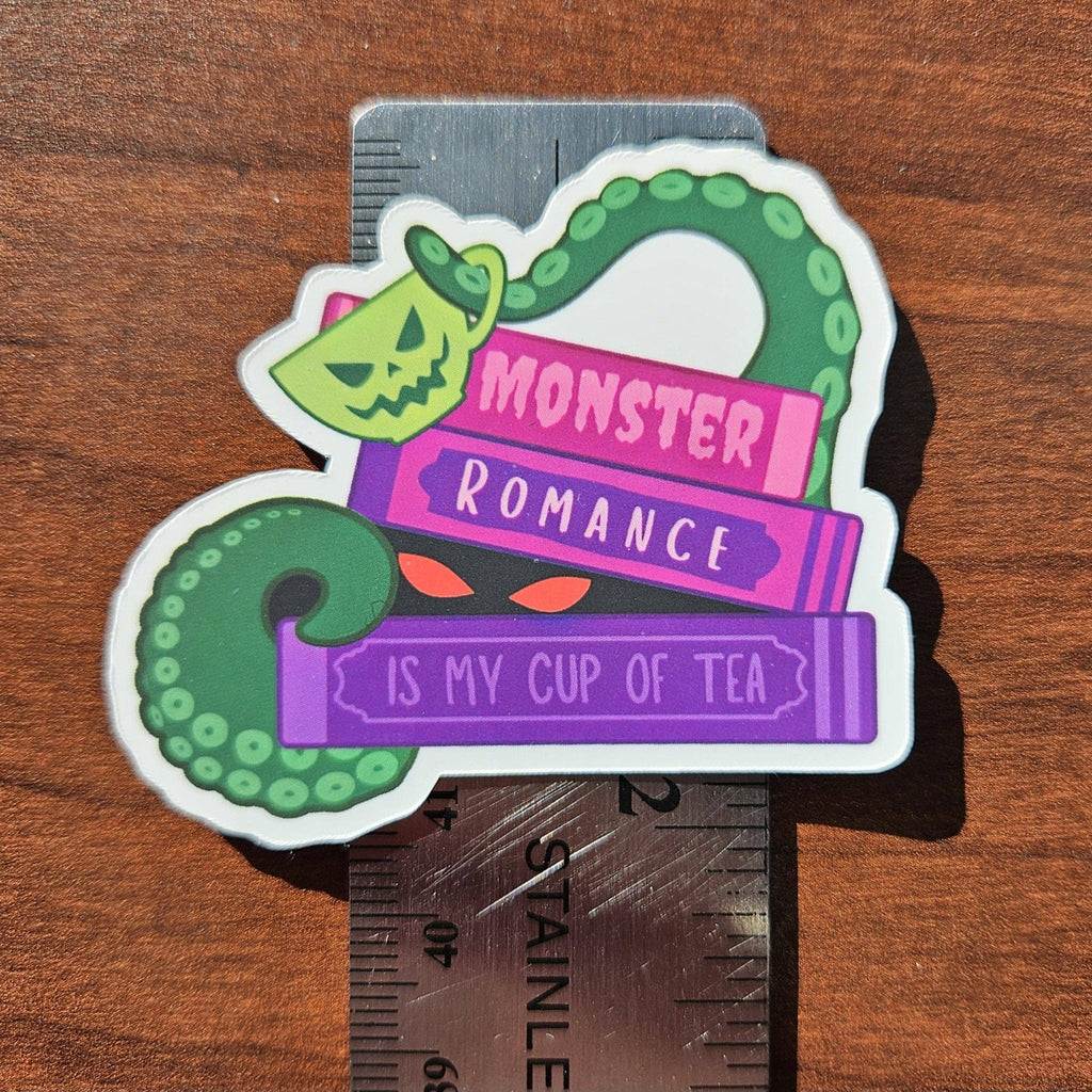 Monster Romance is my Cup of Tea, Bookish Sticker, 2" - Monster Stuff Store