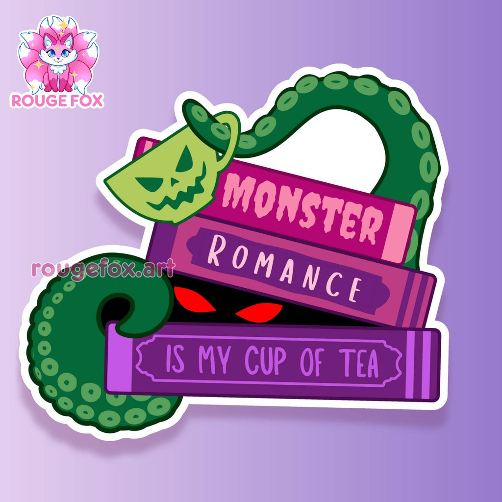 Monster Romance is my Cup of Tea, Bookish Sticker, 2" - Monster Stuff Store