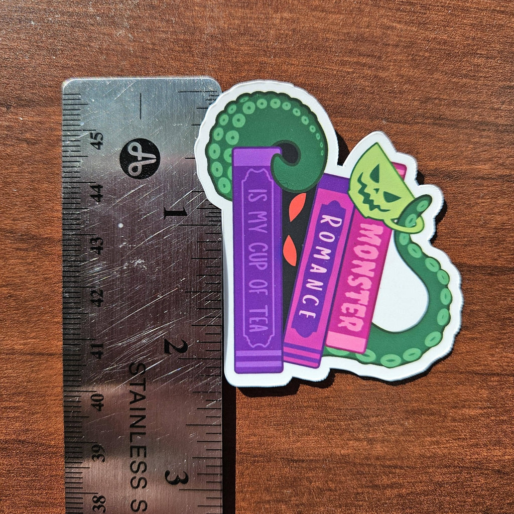Monster Romance is my Cup of Tea, Bookish Sticker, 2" - Monster Stuff Store