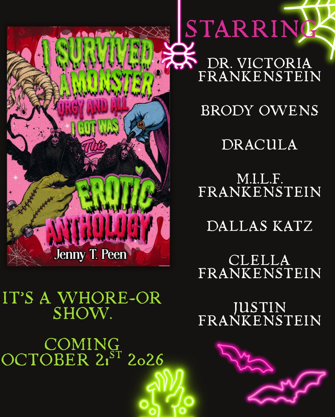 MSS EXCLUSIVE Preoder: I Survived a Monster Orgy and All I Got Was This Erotic Anthology • by Jenny T Peen • Signed Paperbacks - Monster Stuff Store