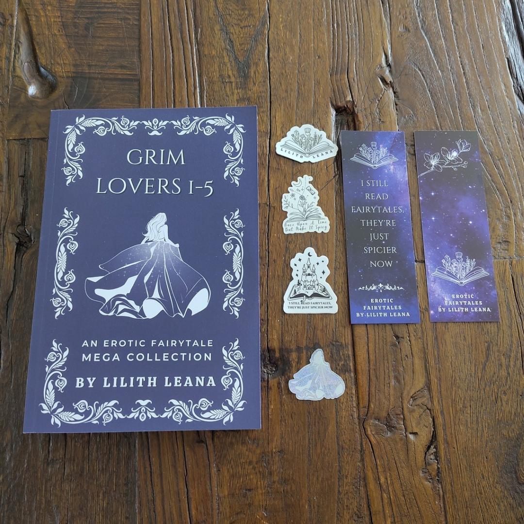PREORDER Grim Lovers 1-5: An Erotic Fairytale Mega Collection • Paperback w/ Signed Book Plate • Bookmark and Sticker Add-ons • by Lilith Leana