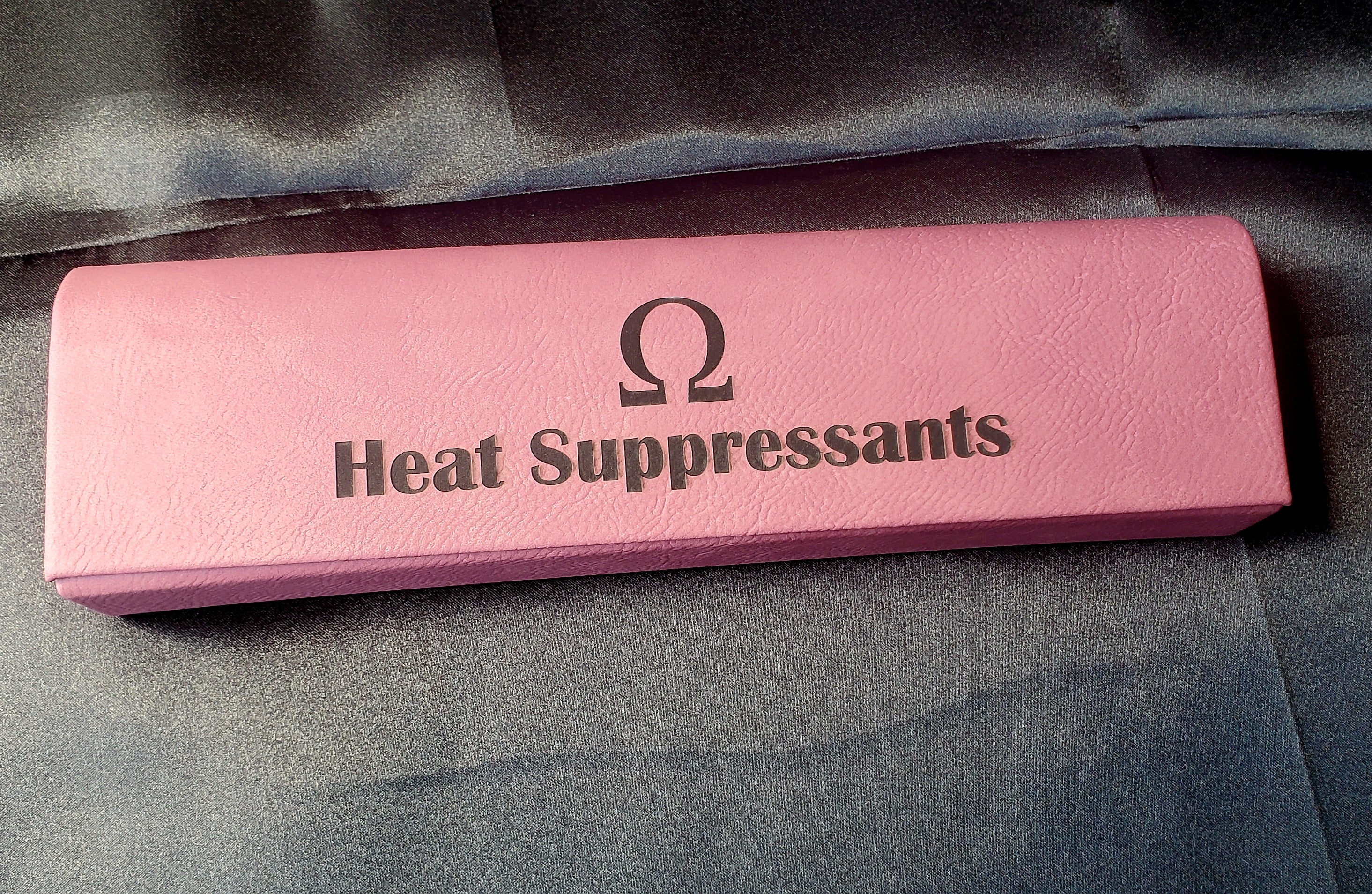 Pink Pill Case: "Heat Suppressants" • Omegaverse Engraved Leatherette Pill Box • 1 x7 Days • READY TO SHIP