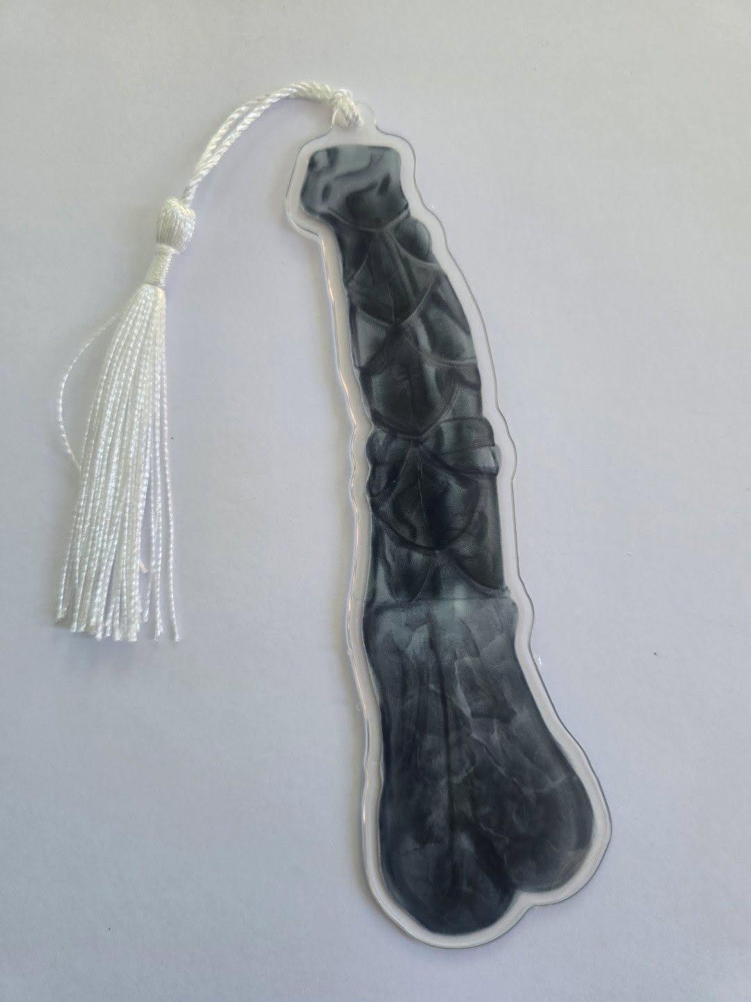 Monster Peen Bookmarks by The Morally Greigerie • Acrylic Bookmarks with White "Cūm" Tassels • Yeti, Leshy, and Vampire Options