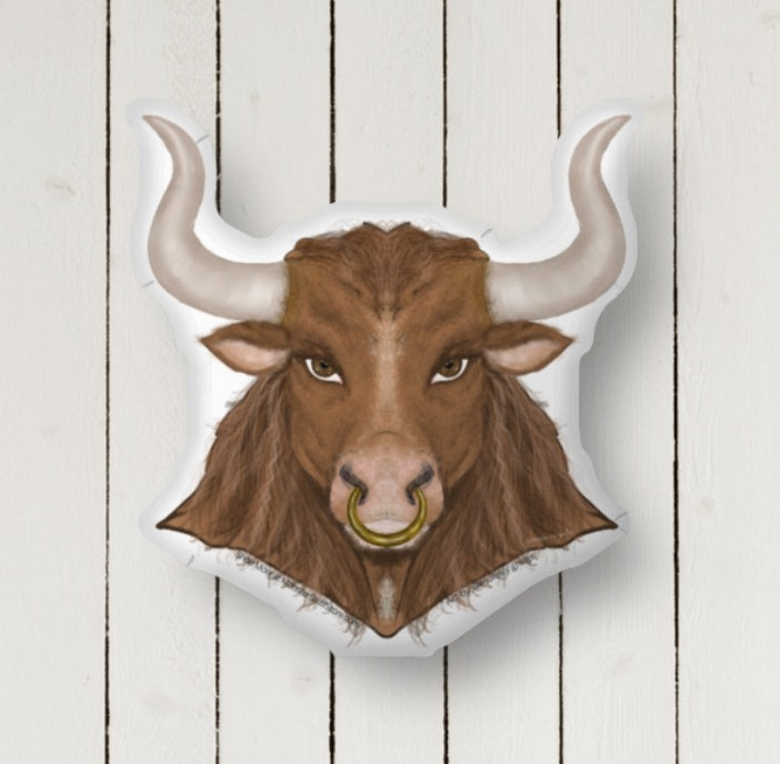 PREORDER Minotaur Pillow • 16x16" Minotaur Shaped Pillow • MAYNOTAUR Collection