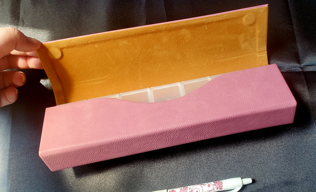 Pink Pill Case: "Heat Suppressants" • Omegaverse Engraved Leatherette Pill Box • 1 x7 Days • READY TO SHIP