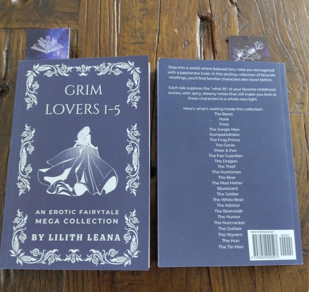 PREORDER Grim Lovers 1-5: An Erotic Fairytale Mega Collection • Paperback w/ Signed Book Plate • Bookmark and Sticker Add-ons • by Lilith Leana