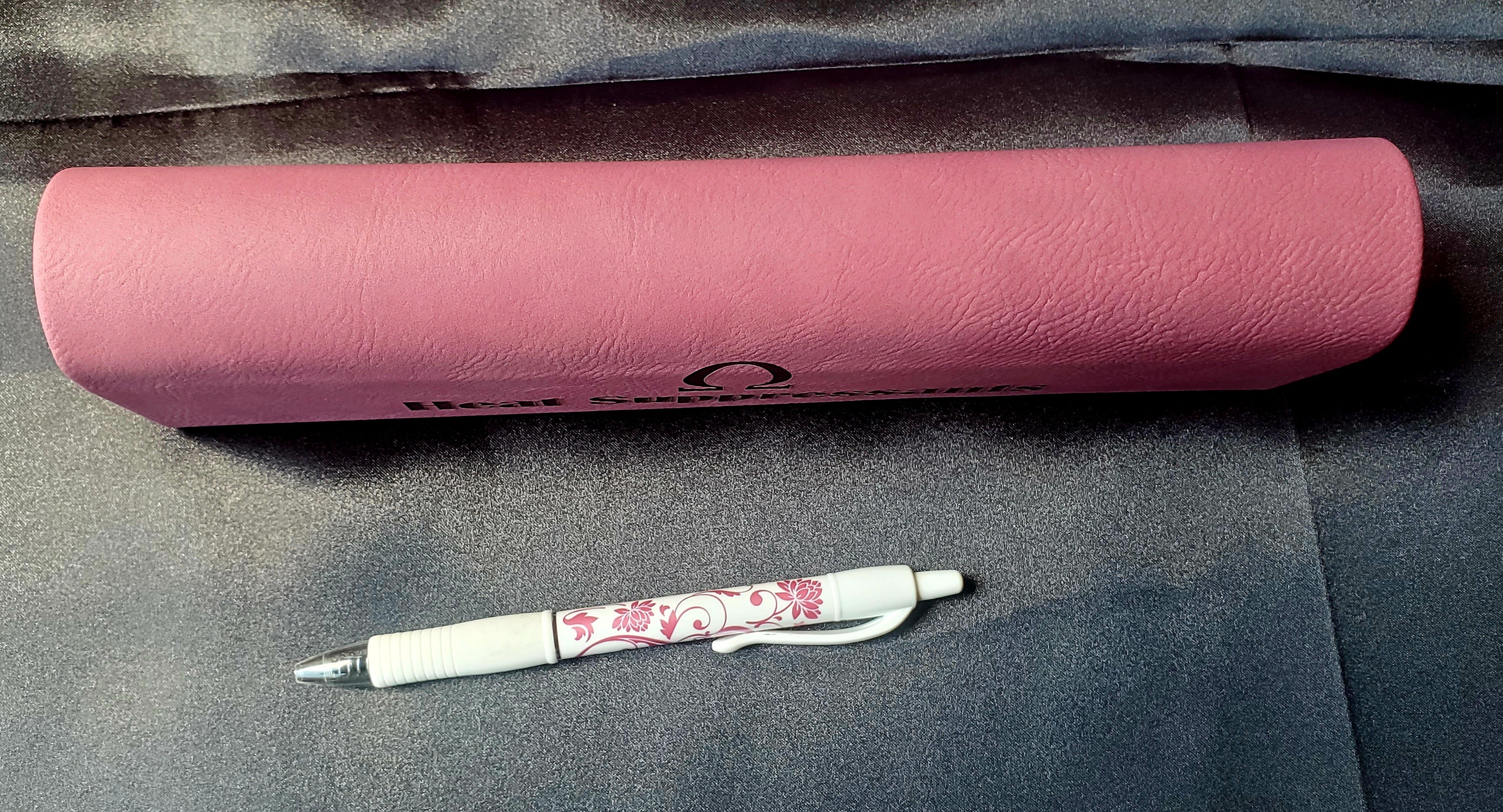 Pink Pill Case: "Heat Suppressants" • Omegaverse Engraved Leatherette Pill Box • 1 x7 Days • READY TO SHIP
