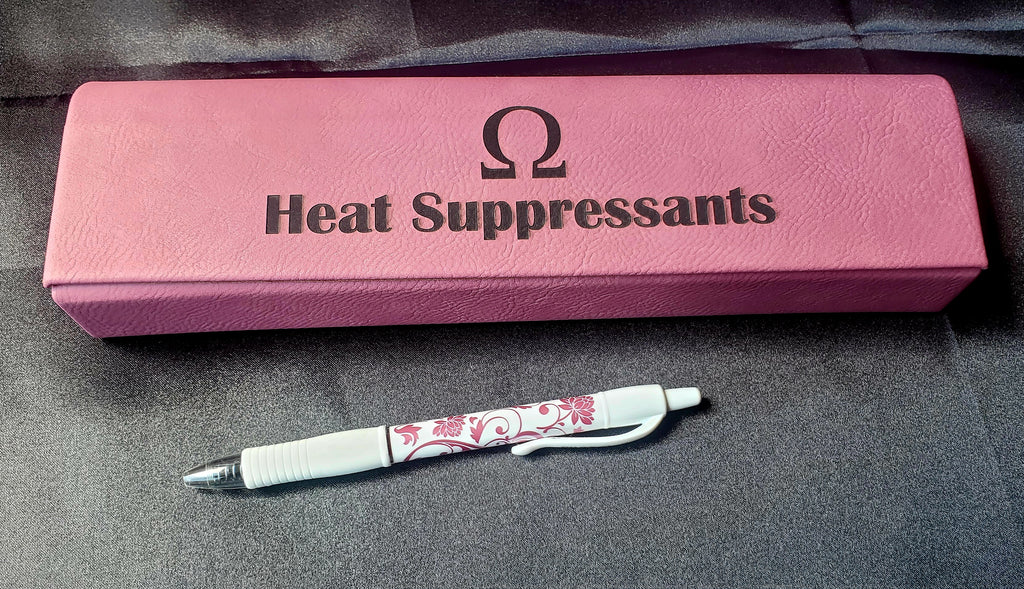 Pink Pill Case: "Heat Suppressants" • Omegaverse Engraved Leatherette Pill Box • 1 x7 Days • READY TO SHIP