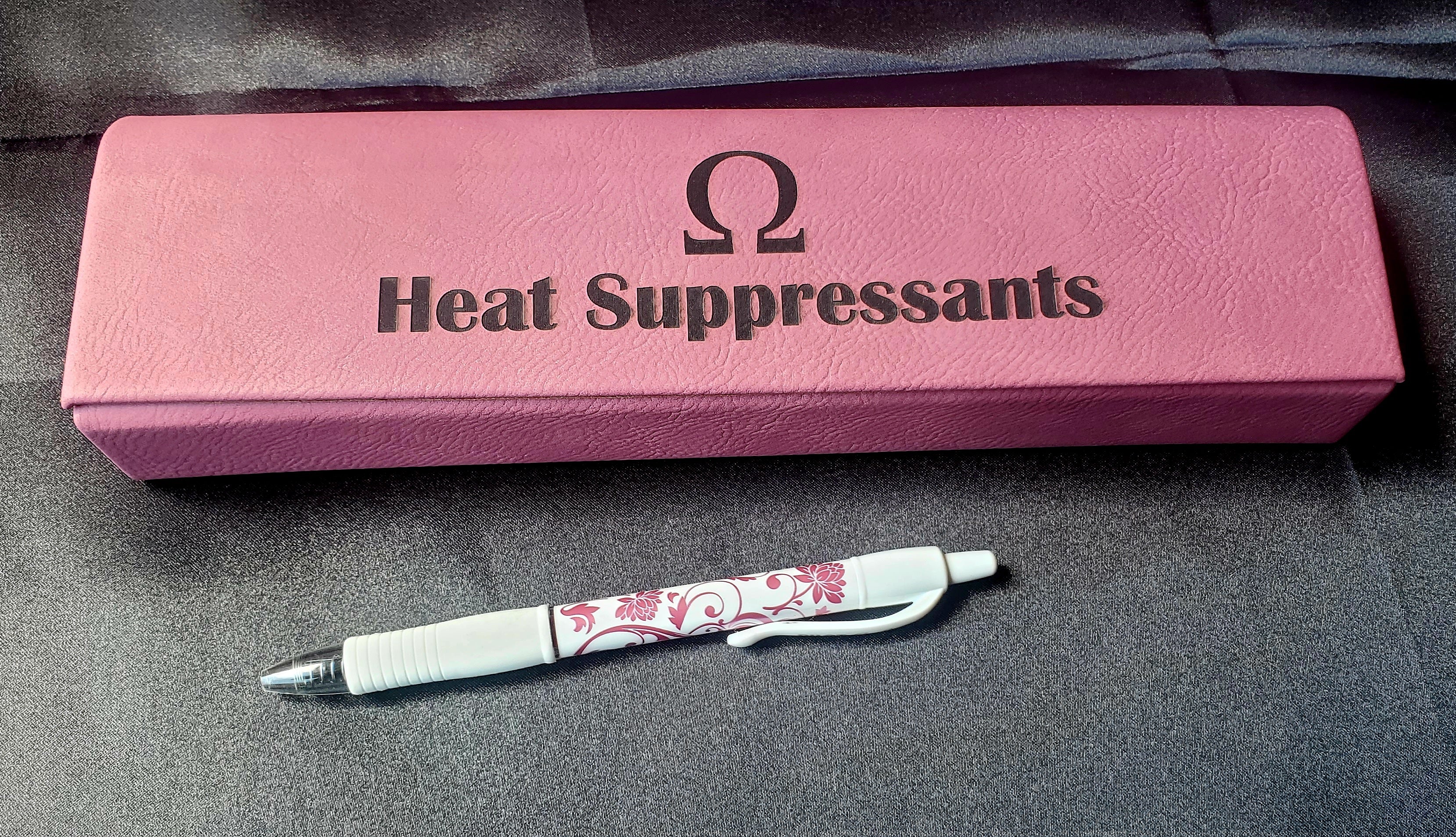 Pink Pill Case: "Heat Suppressants" • Omegaverse Engraved Leatherette Pill Box • 1 x7 Days • READY TO SHIP