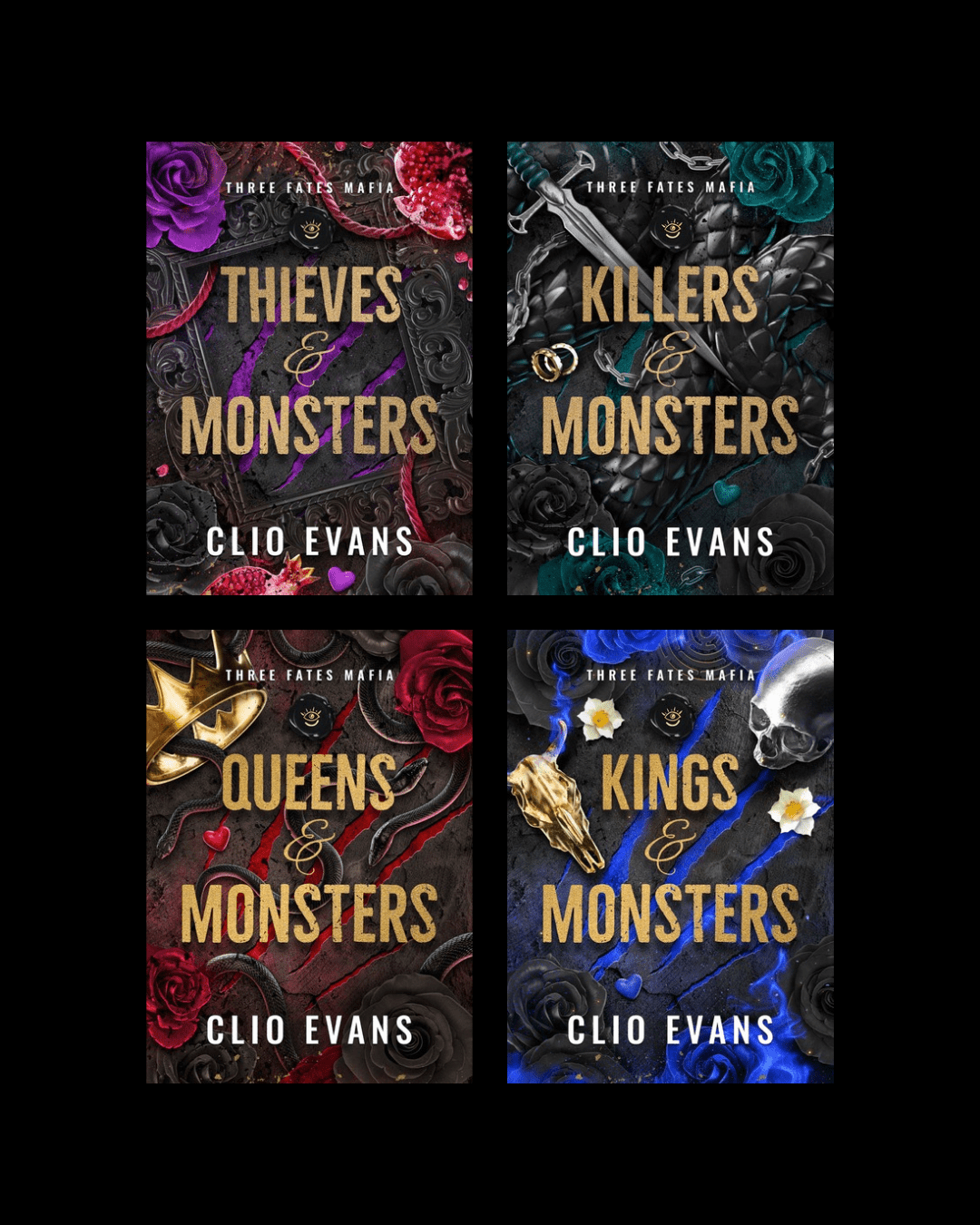 Three Fates Mafia Series • by Clio Evans • NEW Discreet Covers - Monster Stuff Store